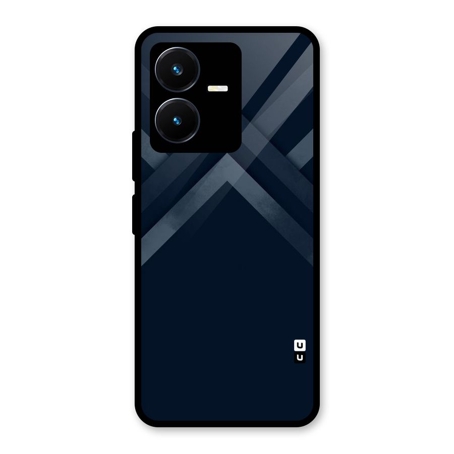 Navy Blue Arrow Glass Back Case for Vivo Y22s