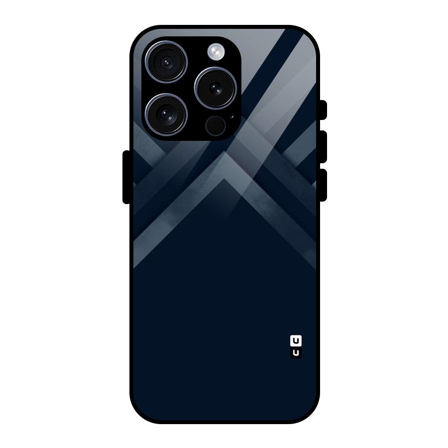 Navy Blue Arrow Glass Back Case for iPhone 15 Pro