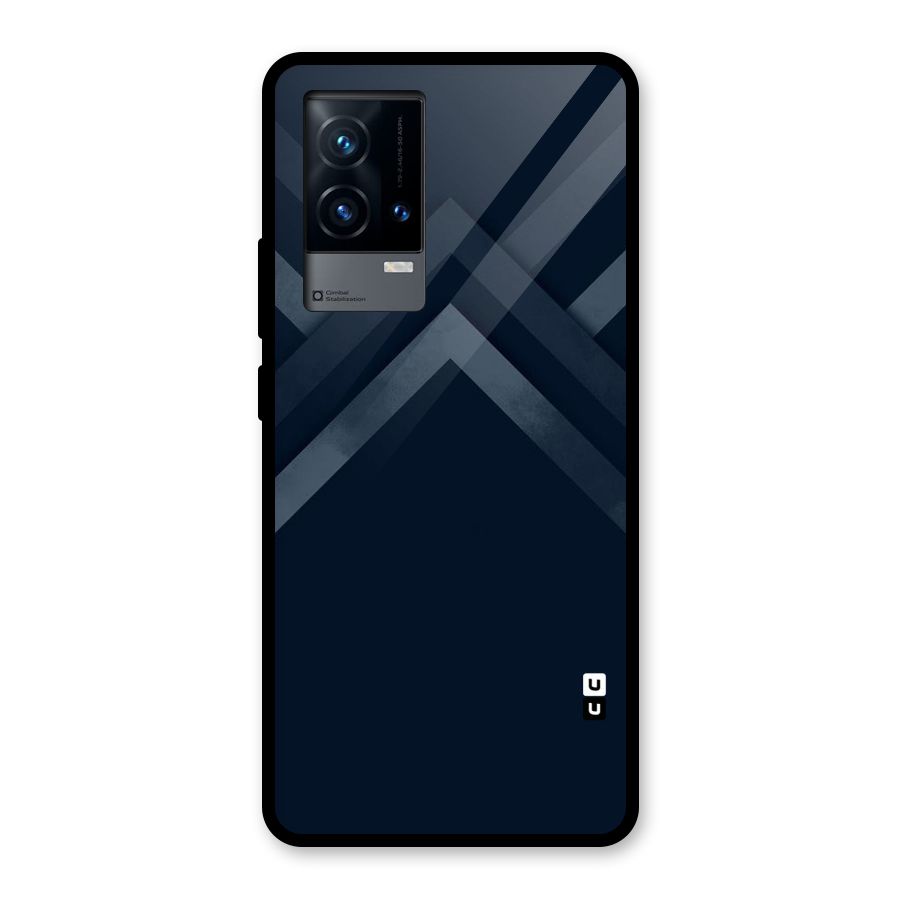Navy Blue Arrow Glass Back Case for iQOO 9 5G