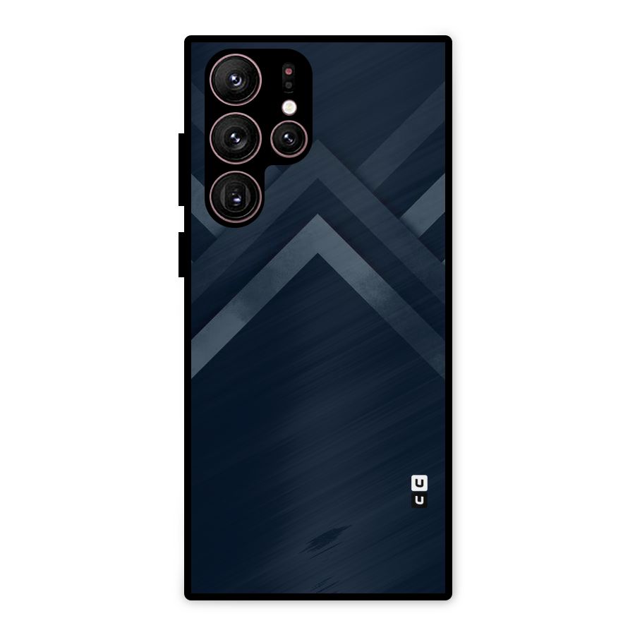 Navy Blue Arrow Metal Back Case for Galaxy S22 Ultra 5G