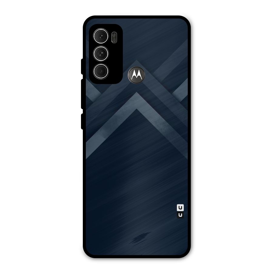 Navy Blue Arrow Metal Back Case for Moto G60