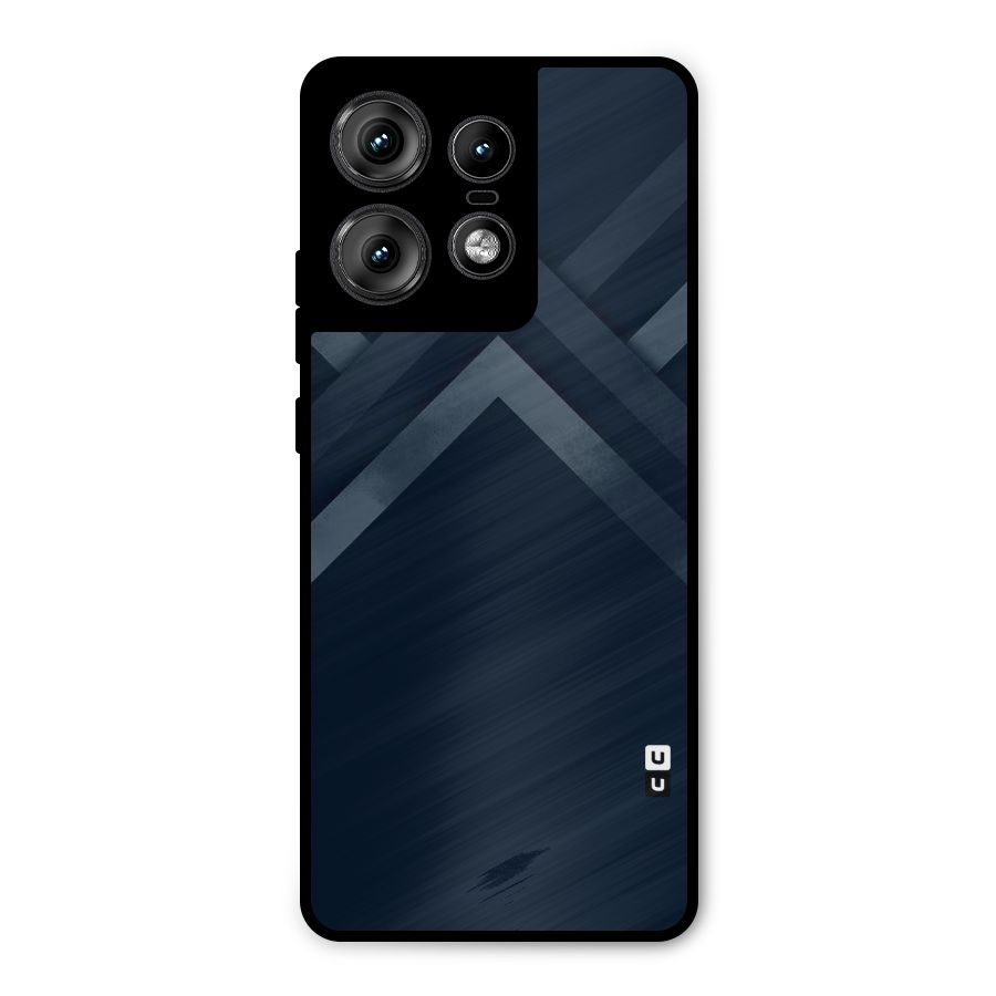 Navy Blue Arrow Metal Back Case for Motorola Edge 50 Pro