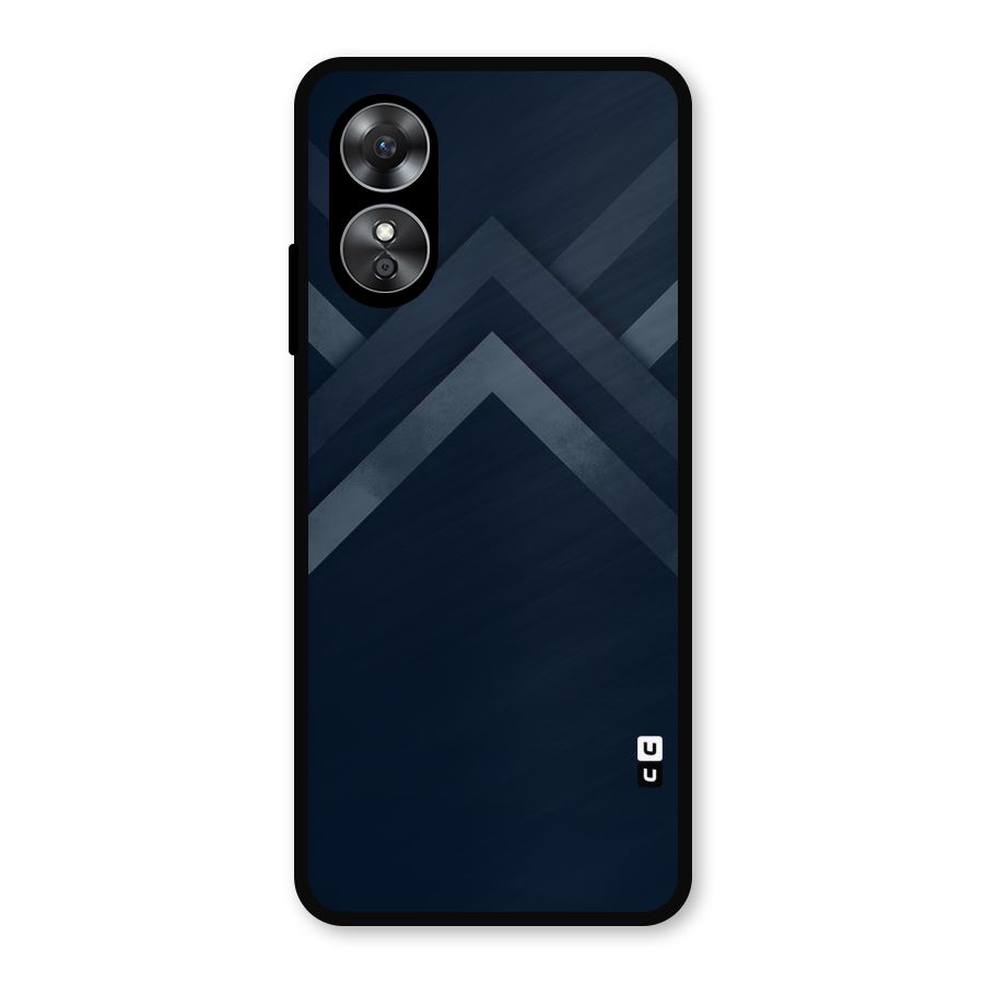 Navy Blue Arrow Metal Back Case for Oppo A17