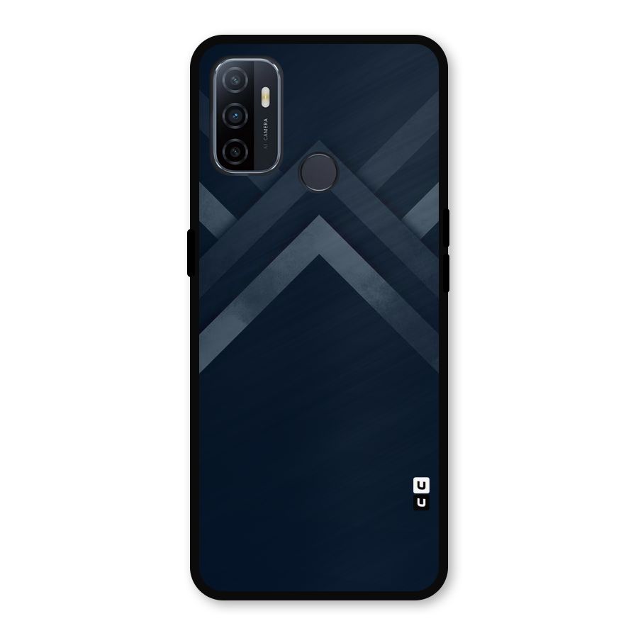 Navy Blue Arrow Metal Back Case for Oppo A53