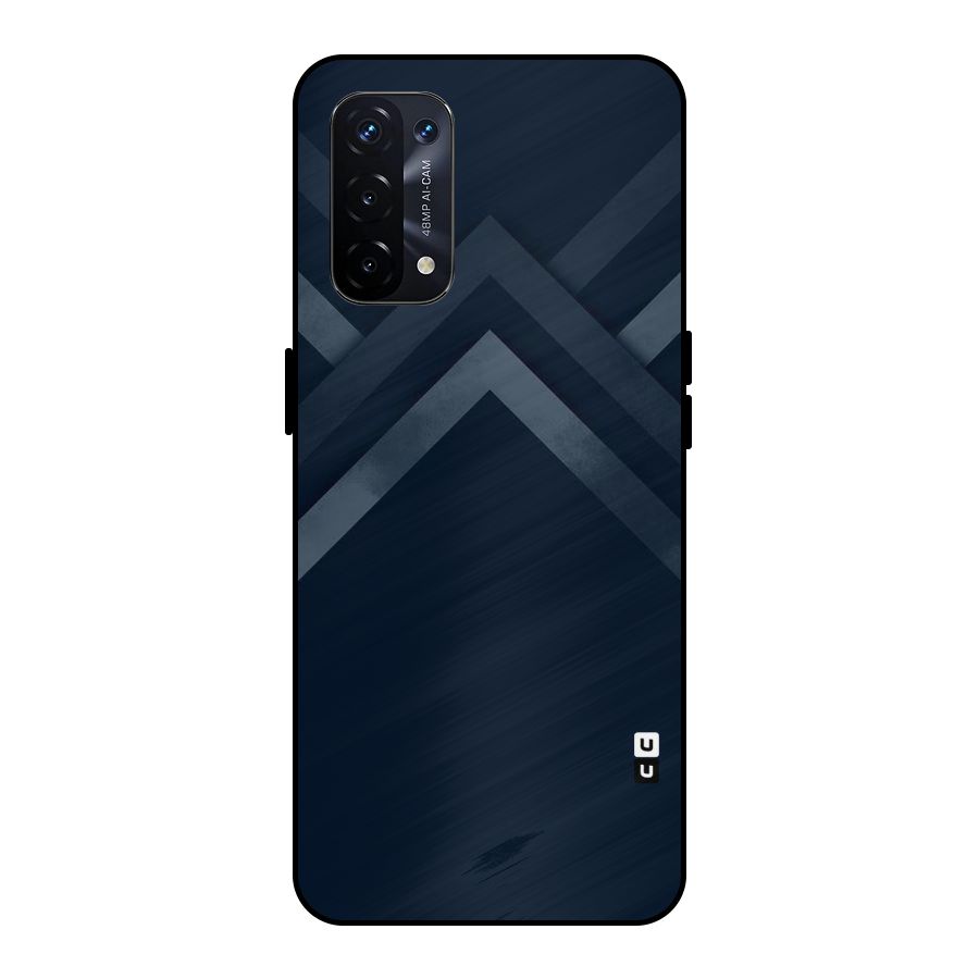 Navy Blue Arrow Metal Back Case for Oppo A74 5G