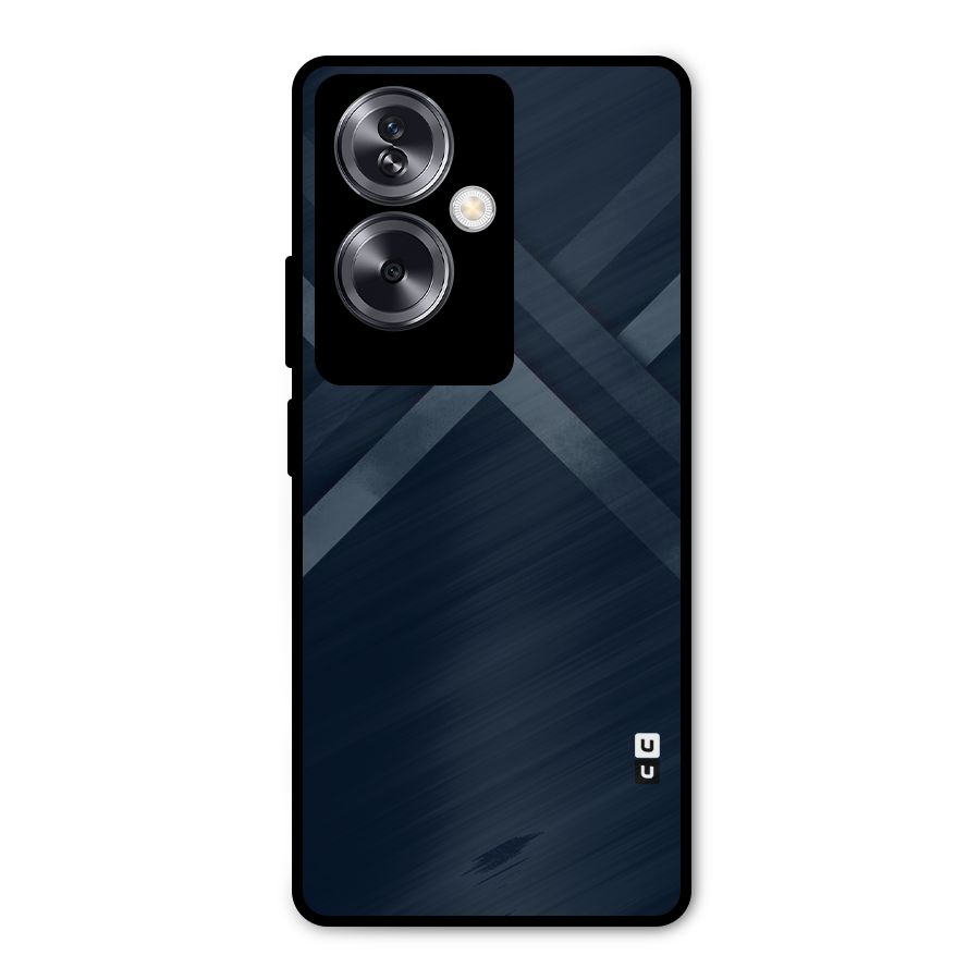 Navy Blue Arrow Metal Back Case for Oppo A79 5G