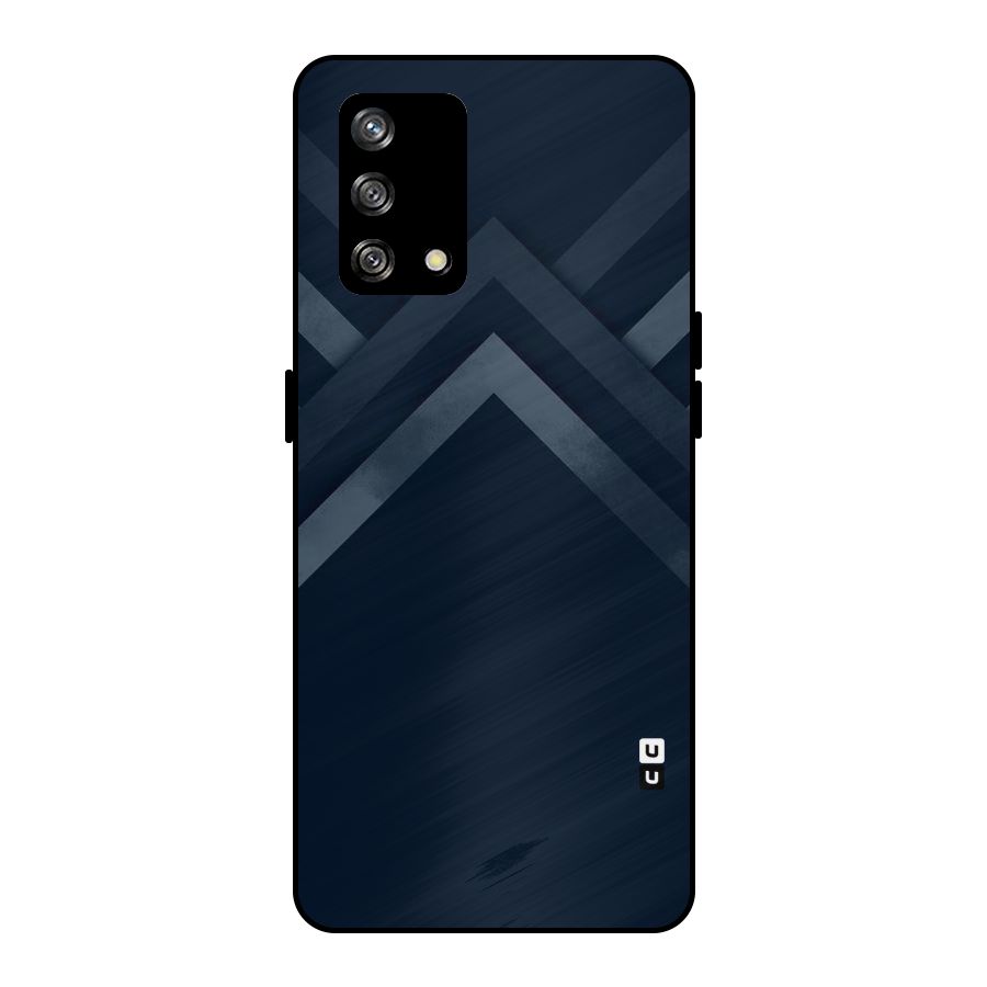 Navy Blue Arrow Metal Back Case for Oppo F19