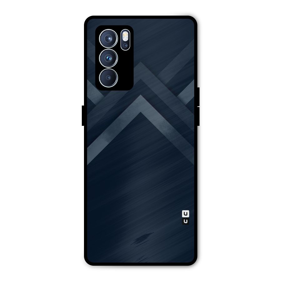 Navy Blue Arrow Metal Back Case for Oppo Reno6 Pro 5G