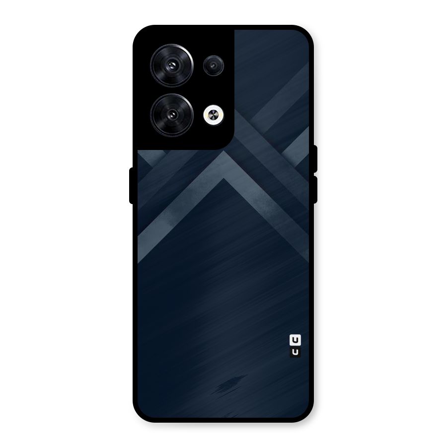 Navy Blue Arrow Metal Back Case for Oppo Reno8 5G