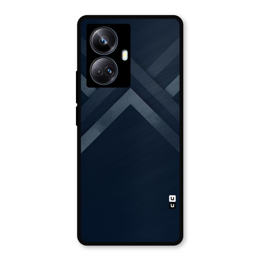 Navy Blue Arrow Metal Back Case for Realme 10 Pro Plus