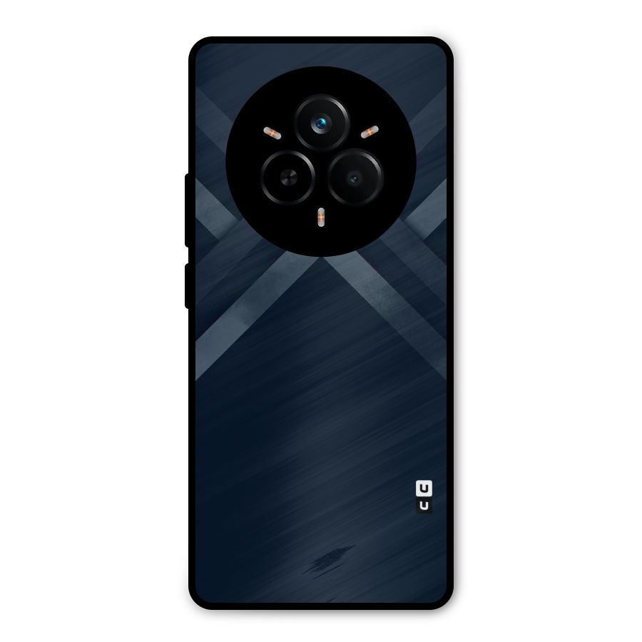 Navy Blue Arrow Metal Back Case for Realme 14 Pro