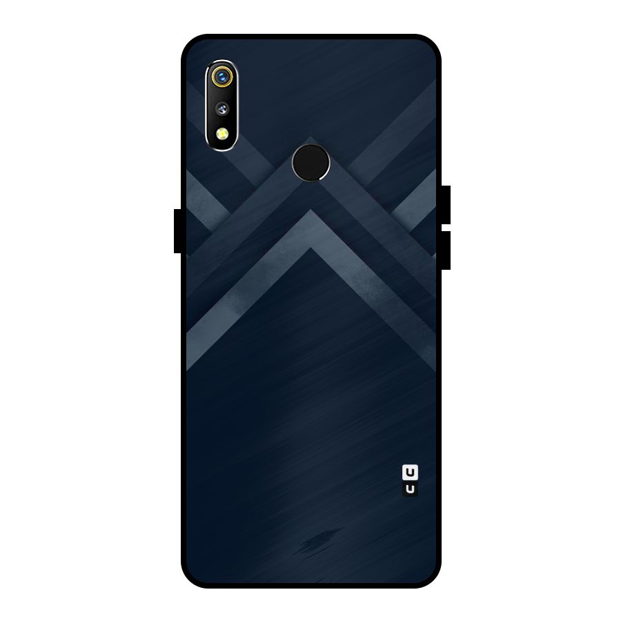 Navy Blue Arrow Metal Back Case for Realme 3i