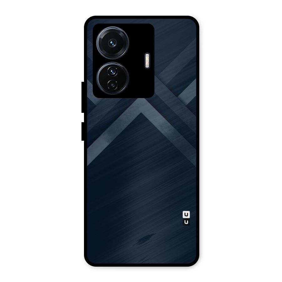 Navy Blue Arrow Metal Back Case for Vivo T1 Pro