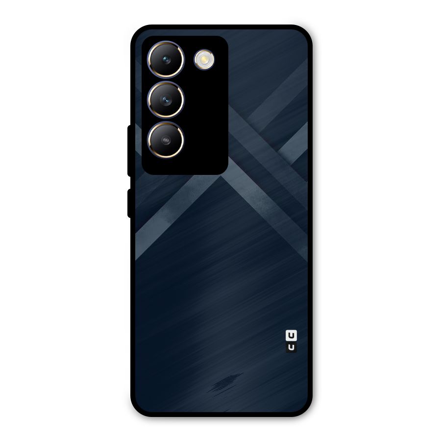 Navy Blue Arrow Metal Back Case for Vivo T3 5G
