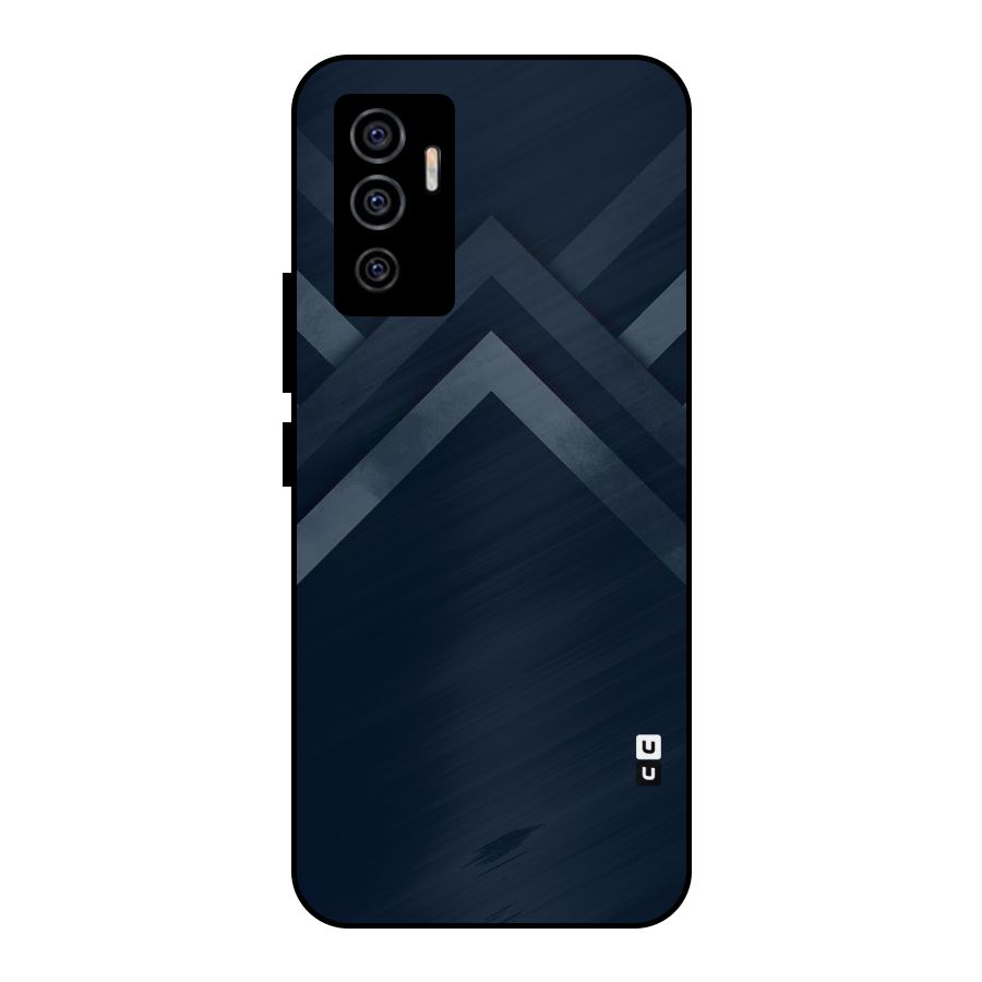 Navy Blue Arrow Metal Back Case for Vivo V23e