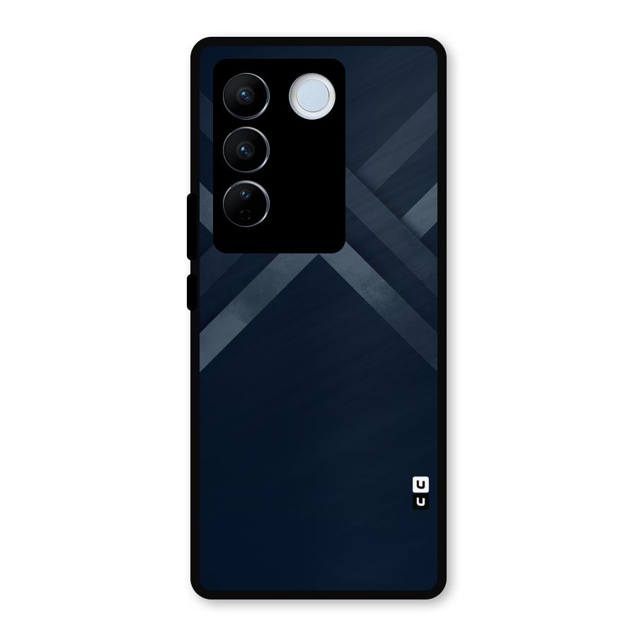 Navy Blue Arrow Metal Back Case for Vivo V27