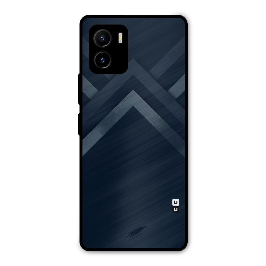 Navy Blue Arrow Metal Back Case for Vivo Y15s