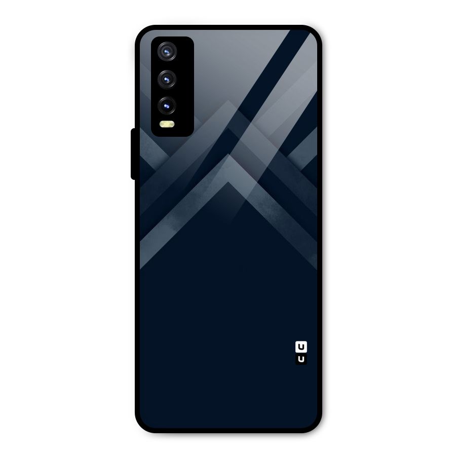 Navy Blue Arrow Metal Back Case for Vivo Y20