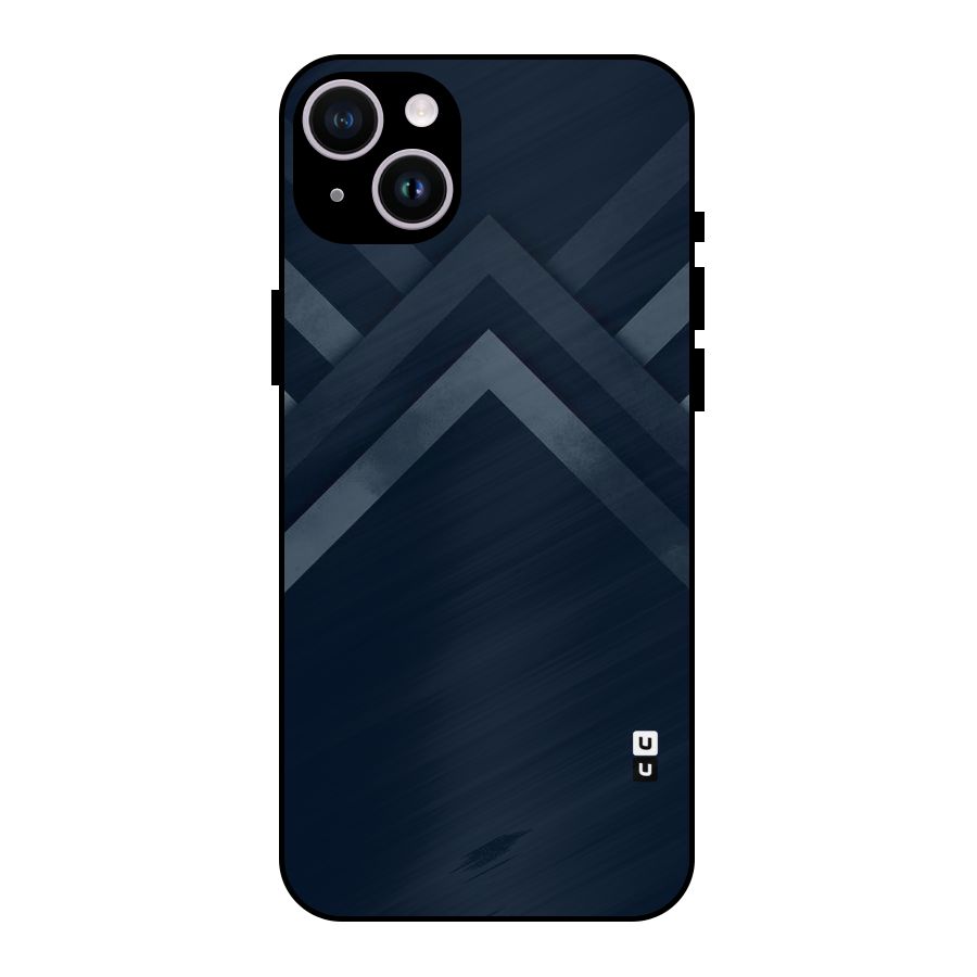 Navy Blue Arrow Metal Back Case for iPhone 14 Plus