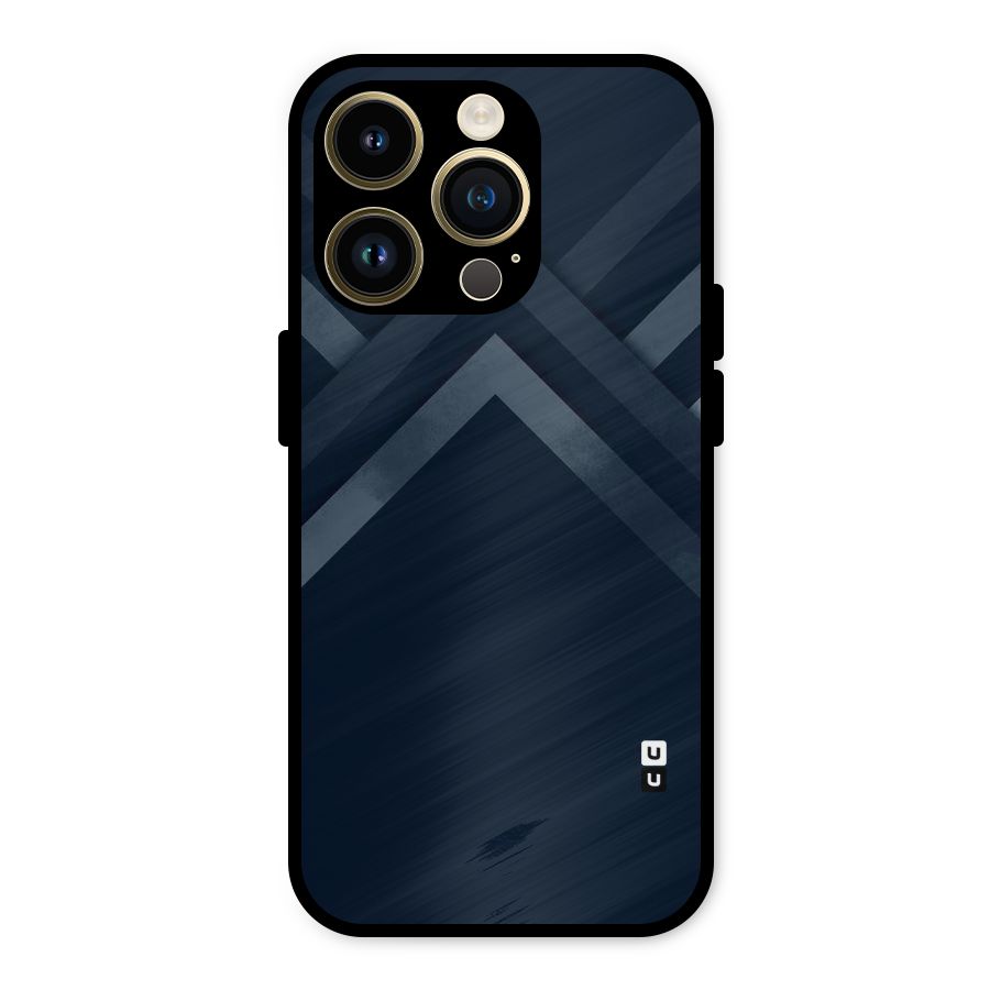 Navy Blue Arrow Metal Back Case for iPhone 14 Pro