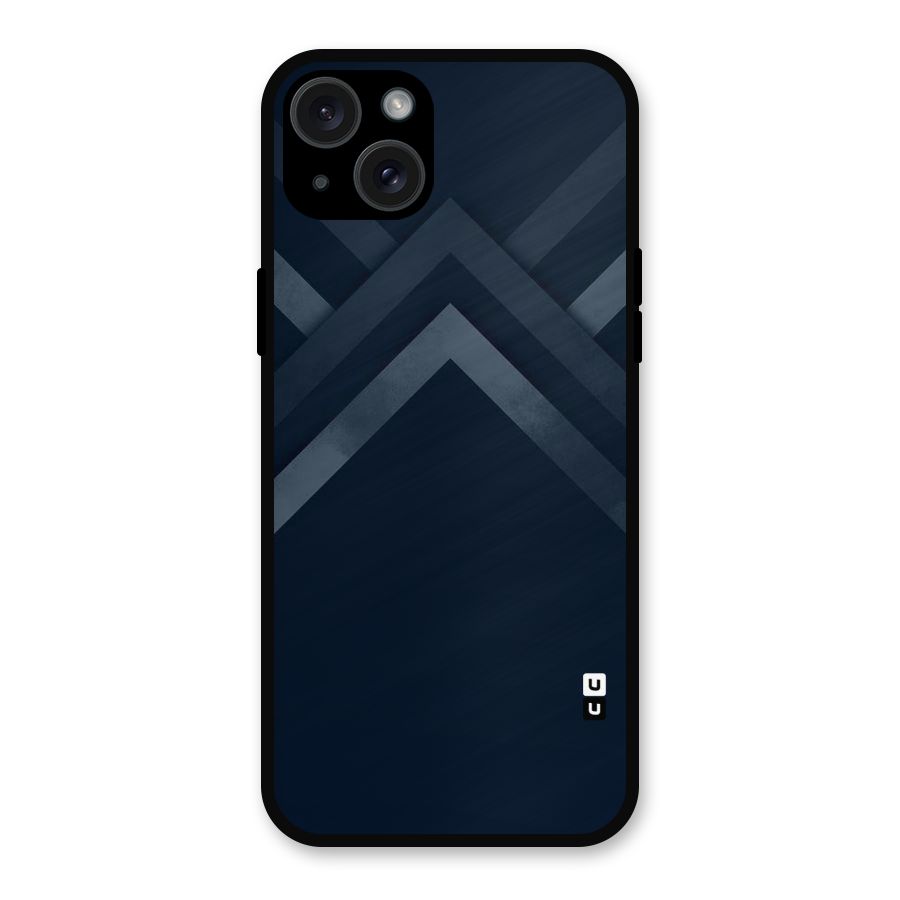 Navy Blue Arrow Metal Back Case for iPhone 15 Plus