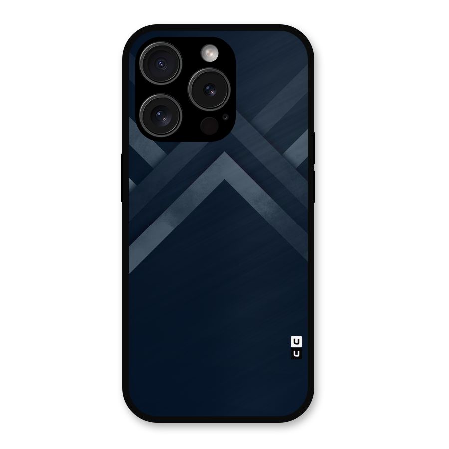 Navy Blue Arrow Metal Back Case for iPhone 15 Pro