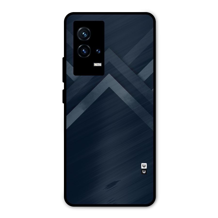 Navy Blue Arrow Metal Back Case for iQOO 9 5G