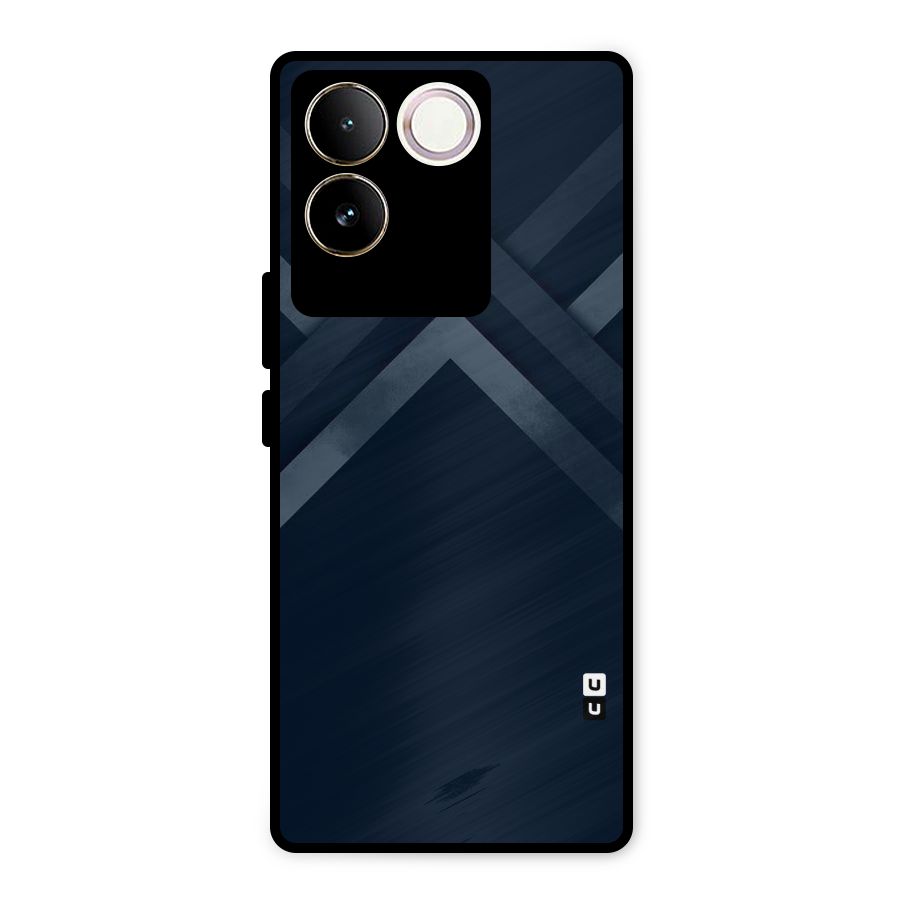 Navy Blue Arrow Metal Back Case for iQOO Z7 Pro