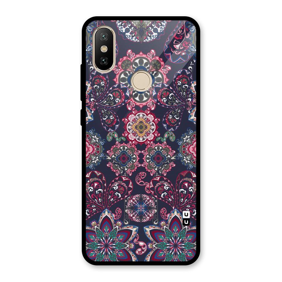 Navy Blue Bloom Pattern Glass Back Case for Redmi A2