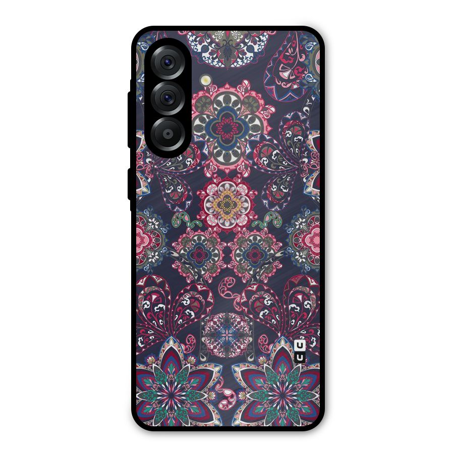 Navy Blue Bloom Pattern Metal Back Case for Galaxy A36