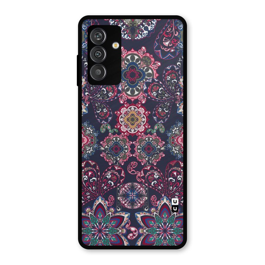 Navy Blue Bloom Pattern Metal Back Case for Galaxy F13