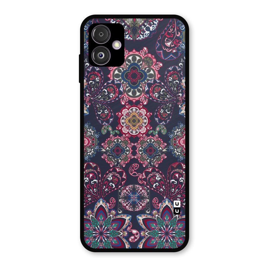 Navy Blue Bloom Pattern Metal Back Case for Galaxy F14