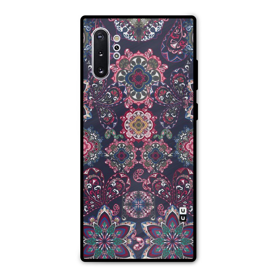Navy Blue Bloom Pattern Metal Back Case for Galaxy Note 10 Plus