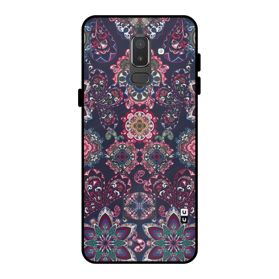Navy Blue Bloom Pattern Metal Back Case for Galaxy On8 (2018)