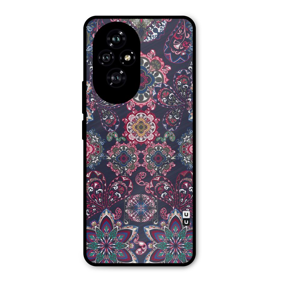 Navy Blue Bloom Pattern Metal Back Case for Honor 200