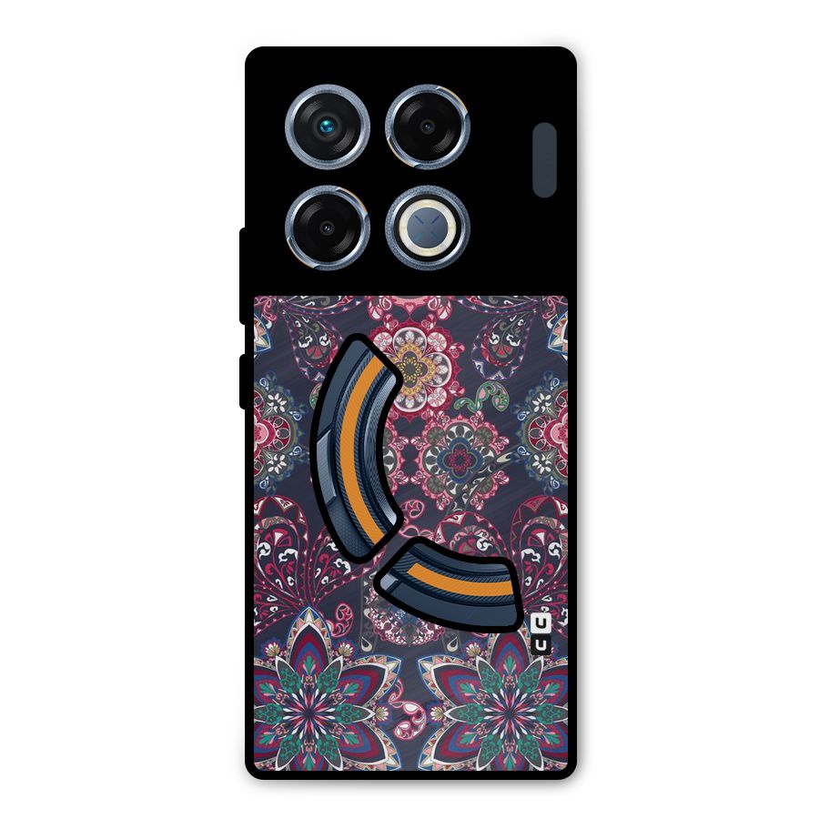 Navy Blue Bloom Pattern Metal Back Case for Infinix GT 20 Pro