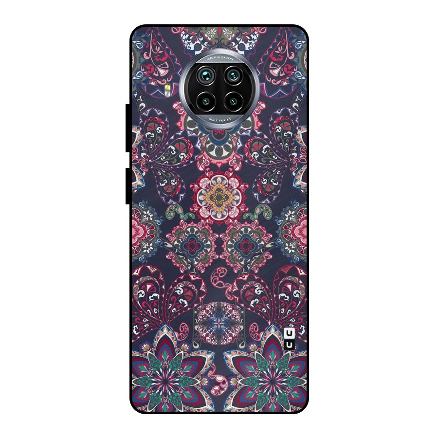 Navy Blue Bloom Pattern Metal Back Case for Mi 10i
