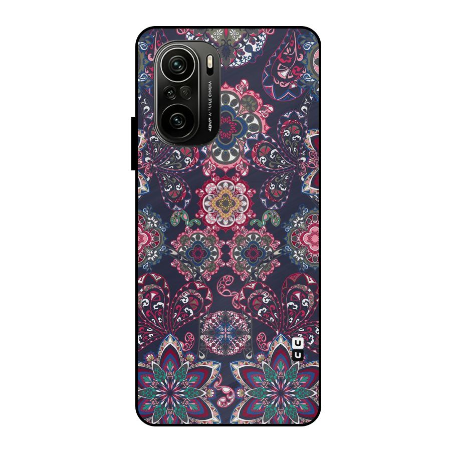 Navy Blue Bloom Pattern Metal Back Case for Mi 11x