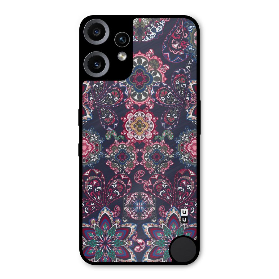Navy Blue Bloom Pattern Metal Back Case for Nothing CMF Phone 2 Pro