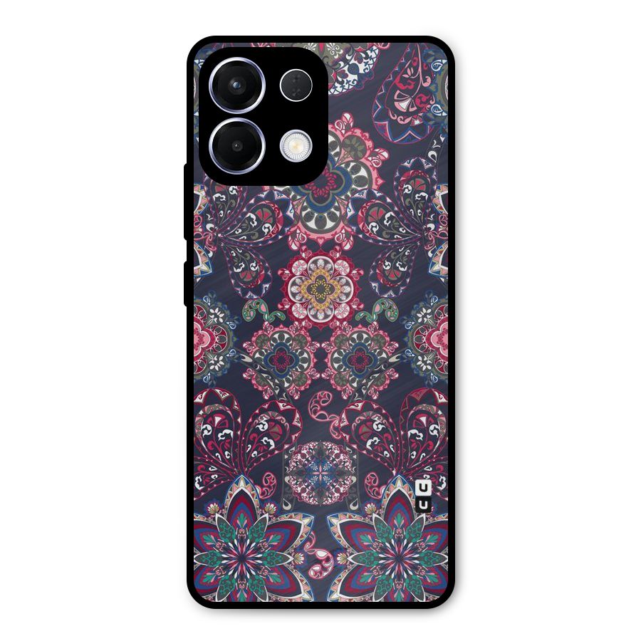 Navy Blue Bloom Pattern Metal Back Case for Oppo K13