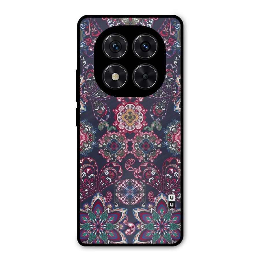 Navy Blue Bloom Pattern Metal Back Case for Poco X7