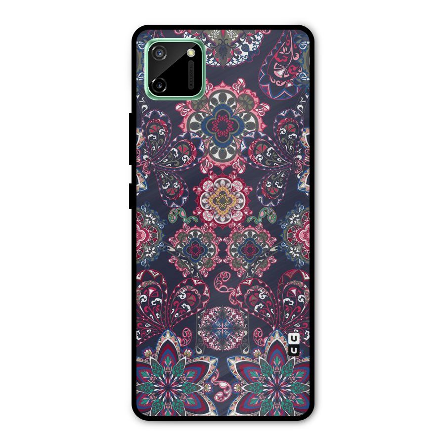Navy Blue Bloom Pattern Metal Back Case for Realme C11