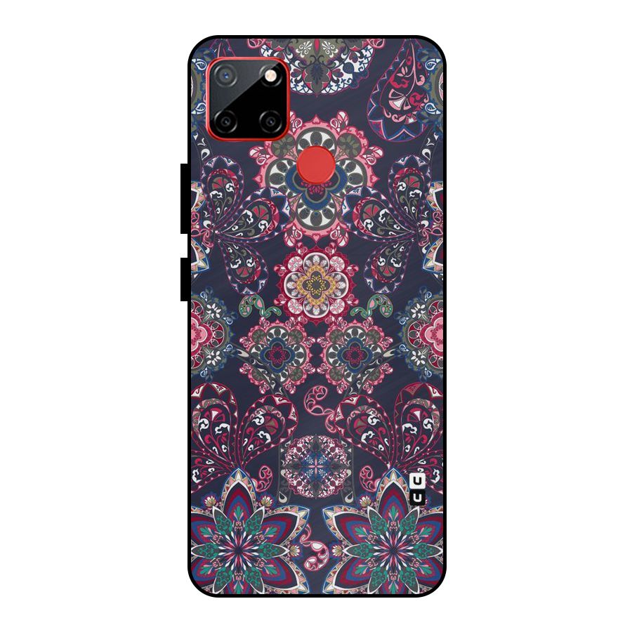 Navy Blue Bloom Pattern Metal Back Case for Realme C12