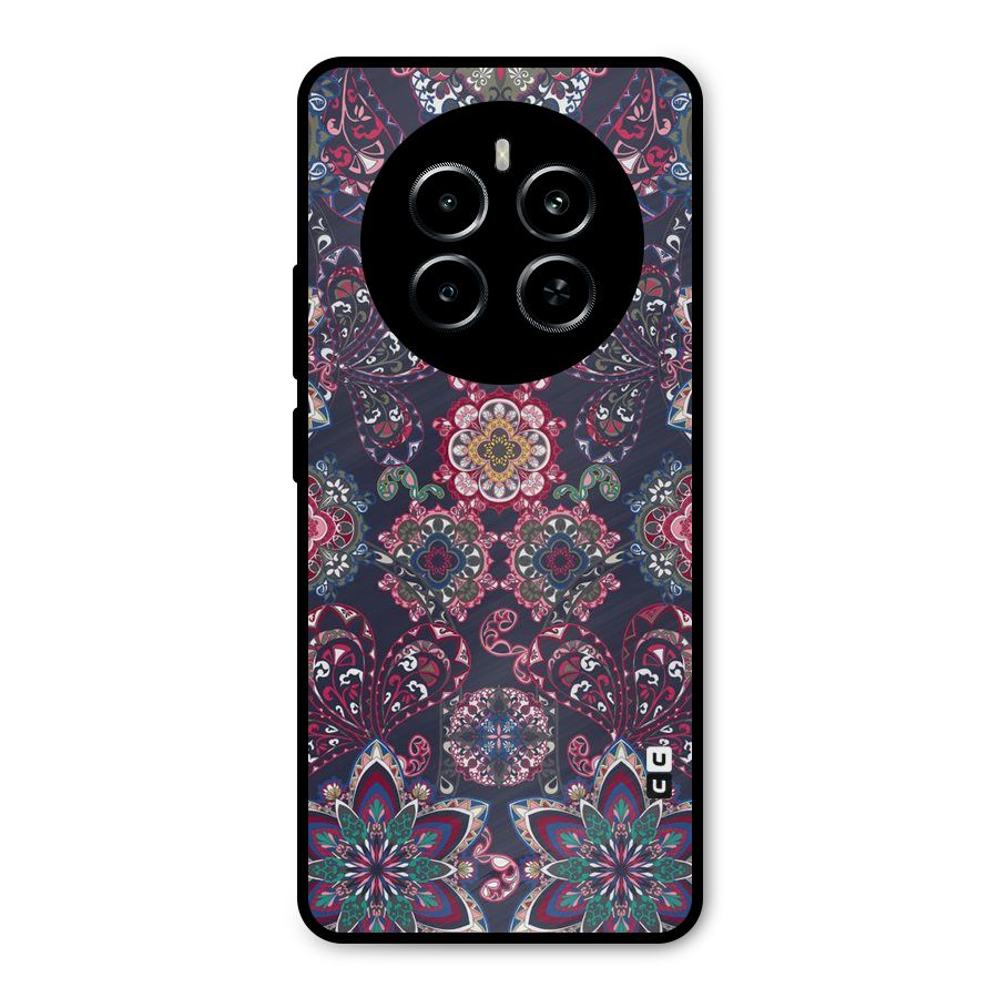 Navy Blue Bloom Pattern Metal Back Case for Realme P1