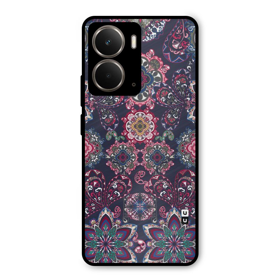 Navy Blue Bloom Pattern Metal Back Case for Realme P3