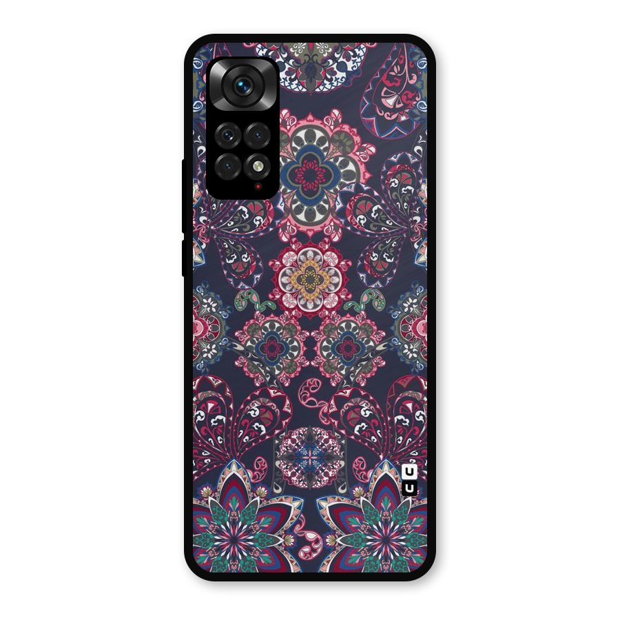 Navy Blue Bloom Pattern Metal Back Case for Redmi Note 11s
