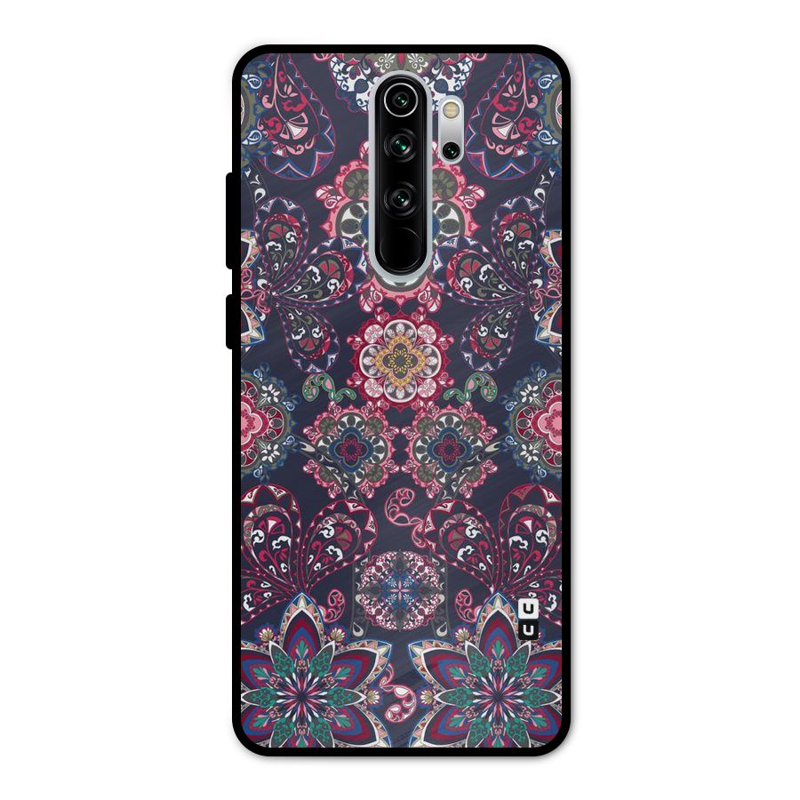 Navy Blue Bloom Pattern Metal Back Case for Redmi Note 8 Pro