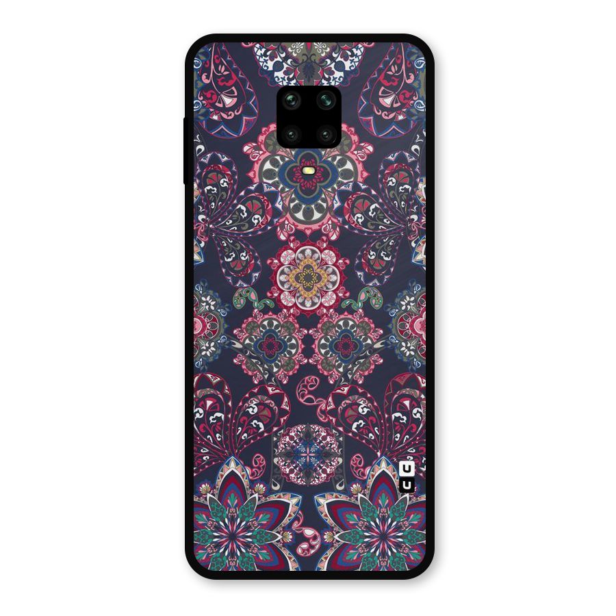 Navy Blue Bloom Pattern Metal Back Case for Redmi Note 9 Pro Max
