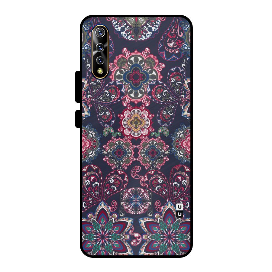 Navy Blue Bloom Pattern Metal Back Case for Vivo S1