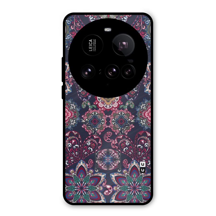 Navy Blue Bloom Pattern Metal Back Case for Xiaomi 15 Ultra